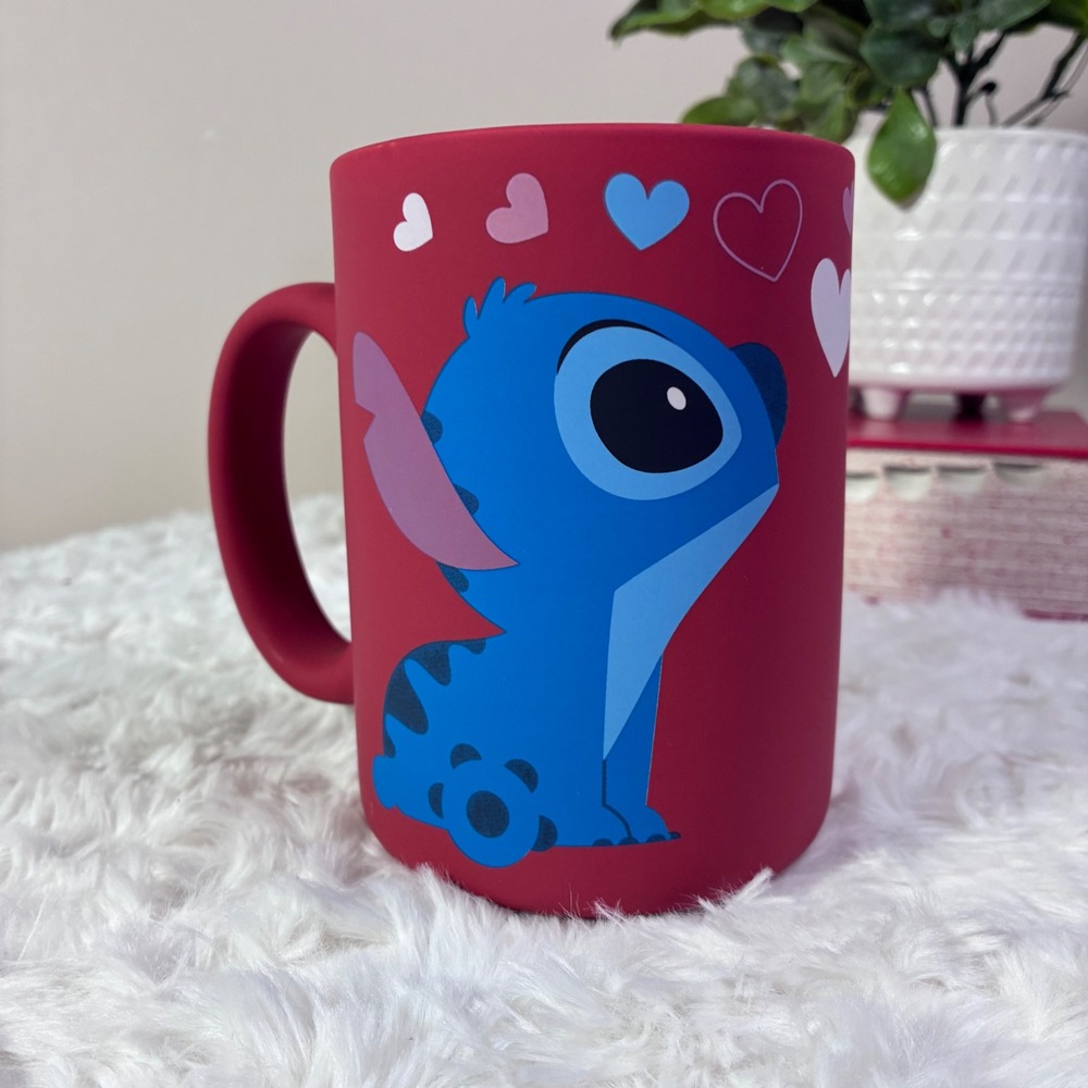 Disney Stitch and Angel Kissing Soft Touch Mug Red Matte Zrike Brands